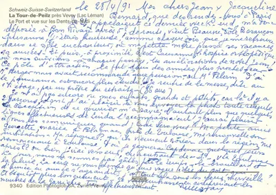 La Tour-de-Peilz blisko Vevey (Jezioro Genewskie) — widok na Dents-du-Midi — wydawnictwo Photoglob SA, Zurich/Vevey, nr 9340 — Rewers