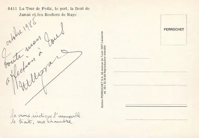 Wieża Peilz, port, szczyt Jaman i skały Naye — Wydawnictwo PERROCHET, nr 6411 — Rewers