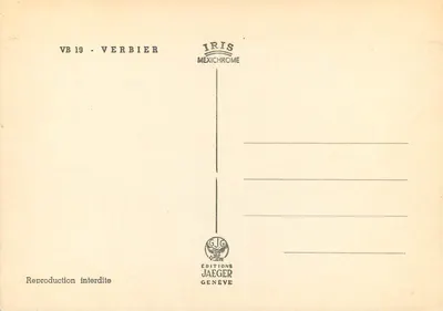 Visão de Verbier — Mont Blanc no fundo — Éditions Jaeger, série VB 19 — Verso