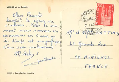 Verbier i Combins — Marcel Rougé, Lausanne, n° 33252 — Rewers
