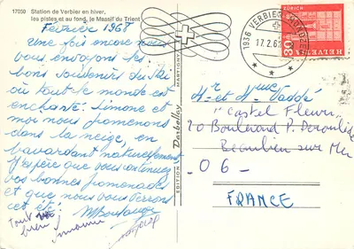 Verbier w zimie — Stacja Verbier, Massif du Trient — Wydawnictwo Darbelay Martigny n°17050 — Rewers