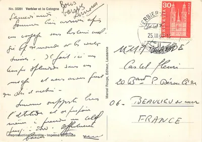 Verbier i Catogne — Nr 33261 — Marcel Rouge, Lausanne — Rewers