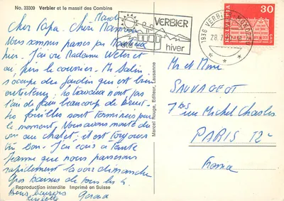 Verbier i masiw Combins — Marcel Rouge, Lausanne, nr 33309 — Rewers