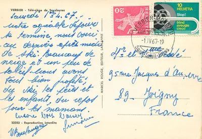 Verbier - Teleferyczny fotel Savoleyres — Marcel Rouge, Lausanne, n°33253 — Rewers