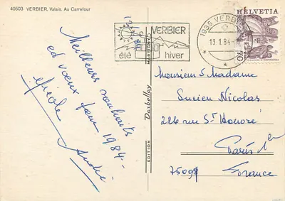 Verbier, Valais. No Carrefour — Edição Martigny, n° 40503 — Verso