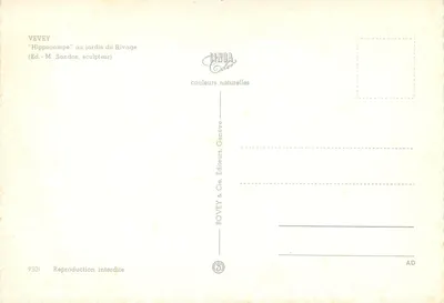 Vevey — 'Hippocampe' w ogrodzie Rivage — Bovéy & Cie, Wydawcy, Genewa — Rewers