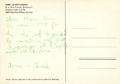 Casa « Le Petit Poucet » — Chesières-Villars (Suíça) — Imprimerie Brun S.A., Monthey — Verso