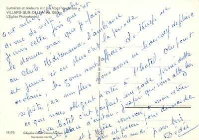 Villars-sur-Ollon — Chiesa protestante — Edizione Deriaz-Baumue n°14176 — Verso