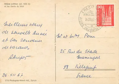 Villars s/Ollon (alt. 1253 m) i Zęby Południa — 2716 Photoglob-Wehrli AG, Zürich — Rewers
