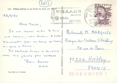 Villars s/Ollon i Dziewice Środkowe — alt. 1253 m — wydanie Perrochet — Rewers