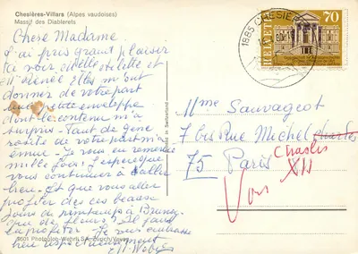 Chesières-Villars (Alpes vaudoises) — Massif des Diablerets — wydawca Photoglob-Wehrli SA, Zurich/Vevay, nr 3501 — Rewers