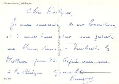 Wengen — Winterstimmung — Foto und Verlag Fritz Lauener, Wengen, Nr 244 — Rewers
