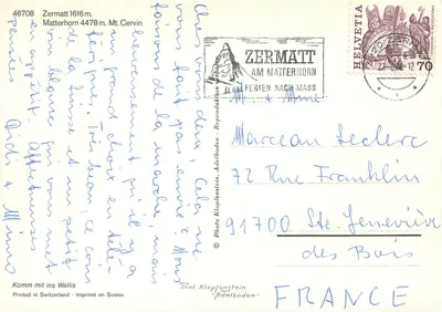Zermatt — widok na Matterhorn — Fotografia Klopfenstein, nr 48708 — Rewers