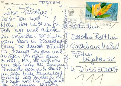 Zermatt z Matterhornem — wydanie Deutsche Philatelisten-Jugend, nr 2502 — Rewers