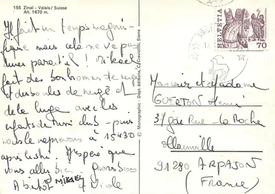 Zinal — Valais/Szwajcaria — Wys. 1670 m. — wydawnictwo C/ Cravialmi — Rewers
