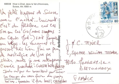 Zinal, Val d'Anniviers — widok panoramiczny z śniegiem — S.A. Martigny — Rewers