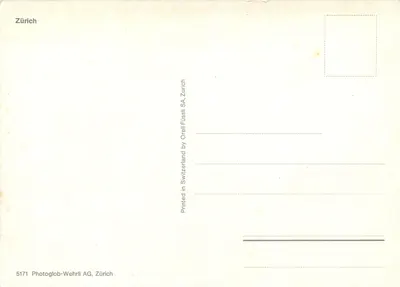 Zimowy widok Zurychu — wydawca Photoglob-Wehrli AG, nr 5171 — Rewers