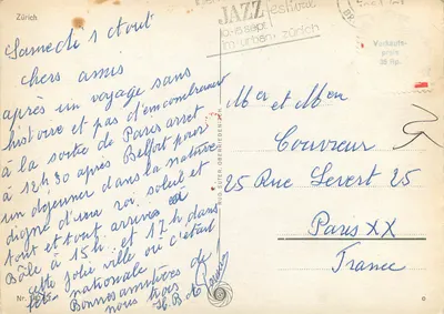 Zurych — lotnictwo i krajobrazy — wydawca Rudolf Suter, Oberrieden — Rewers