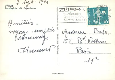 Zurigo - Paradeplatz con Fraumünster — editore MEXICHROME, n° 70 — Verso