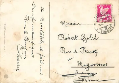 Zurich. Limmat u. Sihl — widok panoramiczny z zasnieżonymi górami — Édition Photoglob Zürich n°432 — Rewers