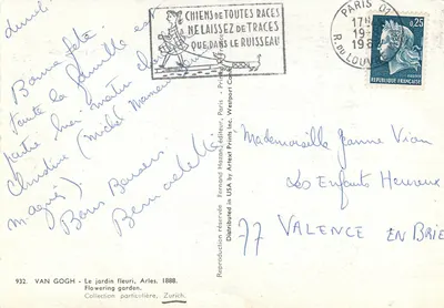 Kwiatowy ogród — Arles 1888 — Fernand Hazan, wydawca, nr 932 — Rewers
