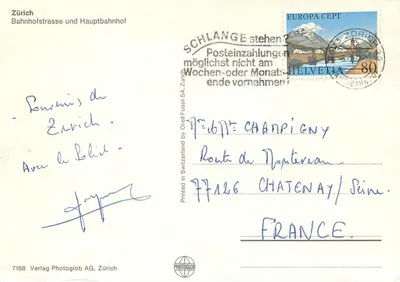 Zurich - Praça da Estação e Estação Principal — editor Photoglob AG, n° 7188 — Verso