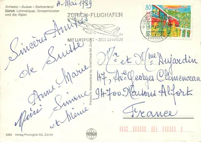Zurich — Limmatquai e as Alpes — Verlag Photoglob AG, Zürich, n°6484 — Verso