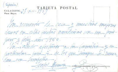 Calaceite — Plac Mayor — Karta pocztowa — Rewers