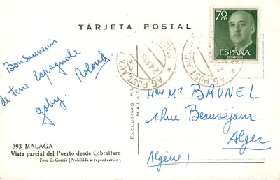 Visão parcial do porto de Málaga — desde Gibralfar — editor Alamos — Verso