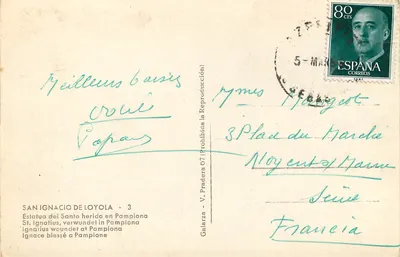 San Ignacio de Loyola — Estátua do santo ferido em Pamplona — Galarza, Espanha — Verso