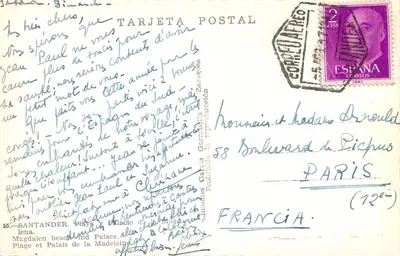 Praia de Magdalen e Palácio — SANTANDER — editor García Garrabada, n°55 — Verso