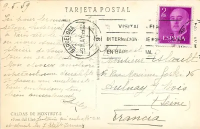 Fontaine de Caldas de Montbuy — Leão esculpido — Tarjeta Postal — Verso