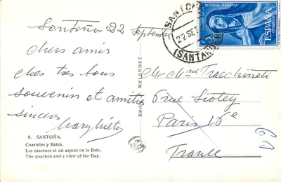 Santoña — Quartéis e Baía — Edição F. Meléndez — Verso