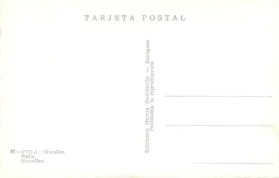 Ávila — Muralhas — Ediciones García Garrabella, n° 87 — Verso