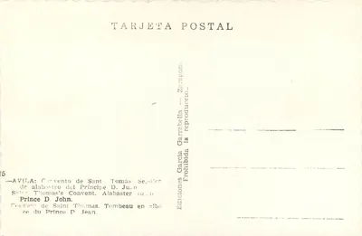 Avila: Klasztor Świętego Tomasza — Marmurowy grob Princesa D. Jana — Rewers
