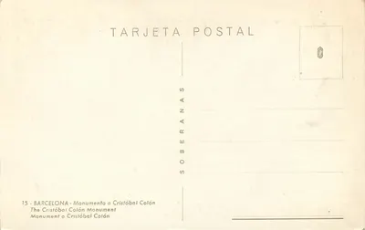 Barcelona - Pomnik Cristóbla Colóna — wydawca Soberanas, n°15 — Rewers