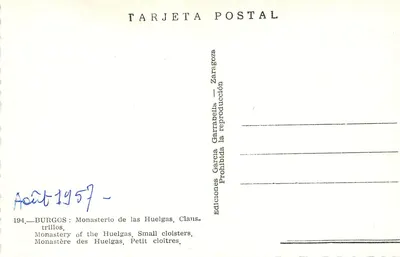 Mosteiro das Huelgas — Pequenos claustros — Edições Garcia Garrapella, série 194 — Verso