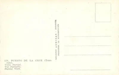Puerto de la Cruz (Tenerife) — widok częściowy — Éditions Arribas Arribas — Rewers