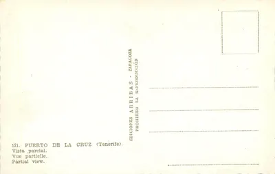 Częściowy widok Puerto de la Cruz — Tenerife — Wydawnictwo Arribas Zaragoza — Rewers