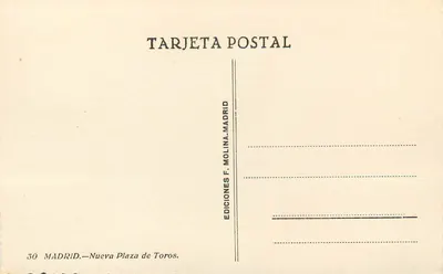 Nuova Piazza dei Tori — Madrid — Edizioni F. Molina — Verso