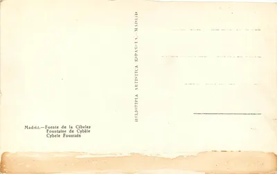 Fontanna Cibeles — Madryt — Heliotipia Artística — Rewers