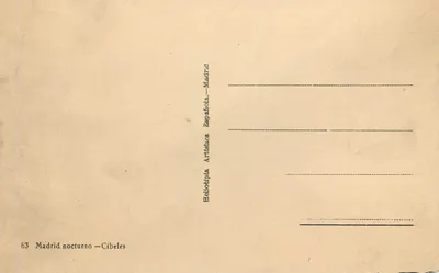 Madryt nocny — Cibeles — Heliotípia Artística Española, Madryt — Rewers