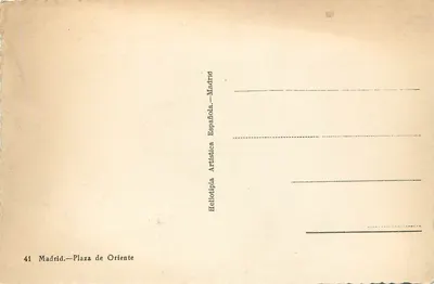 Madrid — Praça de Oriente — Heliotipia Artística Española, n° 41 — Verso