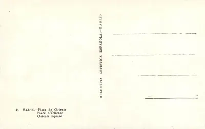 Madryt — Plac Oriente — Heliotipia Artística Española, n° 41 — Rewers