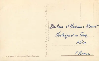 Madrid - Parque del Retiro — Monumento ao Caudilho — Postales Bea P.E.P. n°19 — Verso