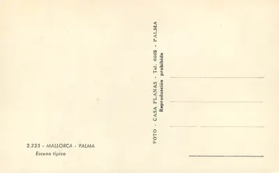 Typowa scena w Palme — Majorka — wydawca Casa Planas, nr 2.233 — Rewers