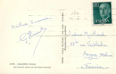 Widok Solarium Hotelu Maricel — Majorka — wydawca Casa Planas, n° 2.195 — Rewers