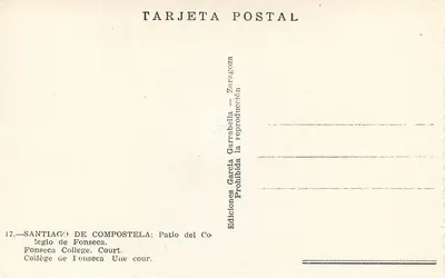 Santiago de Compostela — Pátio do Colégio de Fonseca — Edições García Garraballa — Verso