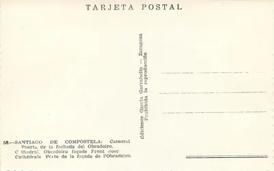 Santiago de Compostela — Poort van de voorgevel van Obradoiro — Ediciones García Garrabella — Achterkant