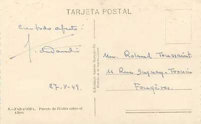 Zaragoza — Kamieniany most nad Ebre — Wydawnictwo García Garraballa nr 5 — Rewers